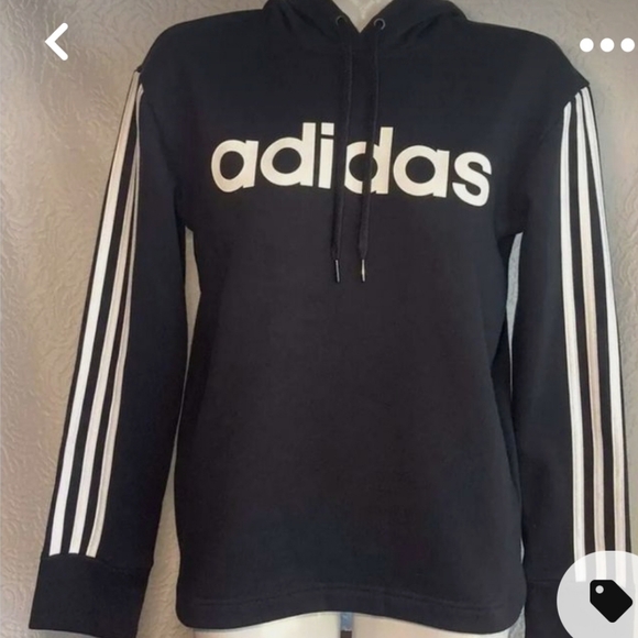 New Adidas Orginal Black Hoodie with Striped Sleeves 2X - Picture 6 of 6